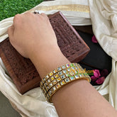 Thin Silk Thread Kundan Bangle-Glassy-G4930